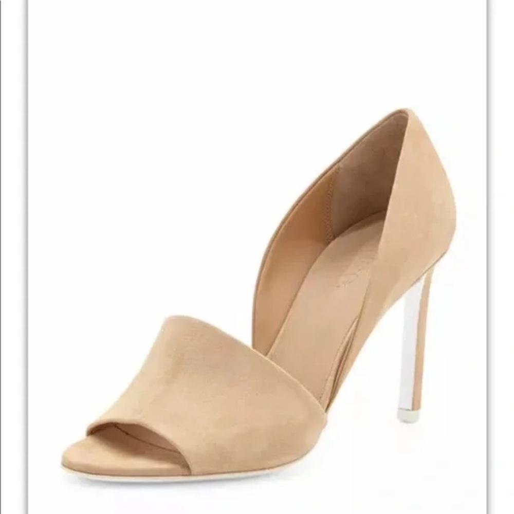 Vince tan nubuck Saffron heels pumps sandals white sole EU 38 7.5 made in Italy